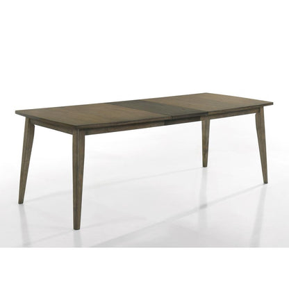 Bistro Vintage Walnut Dining Table with Extension Leaf and Off White Fabric Dining Chairs