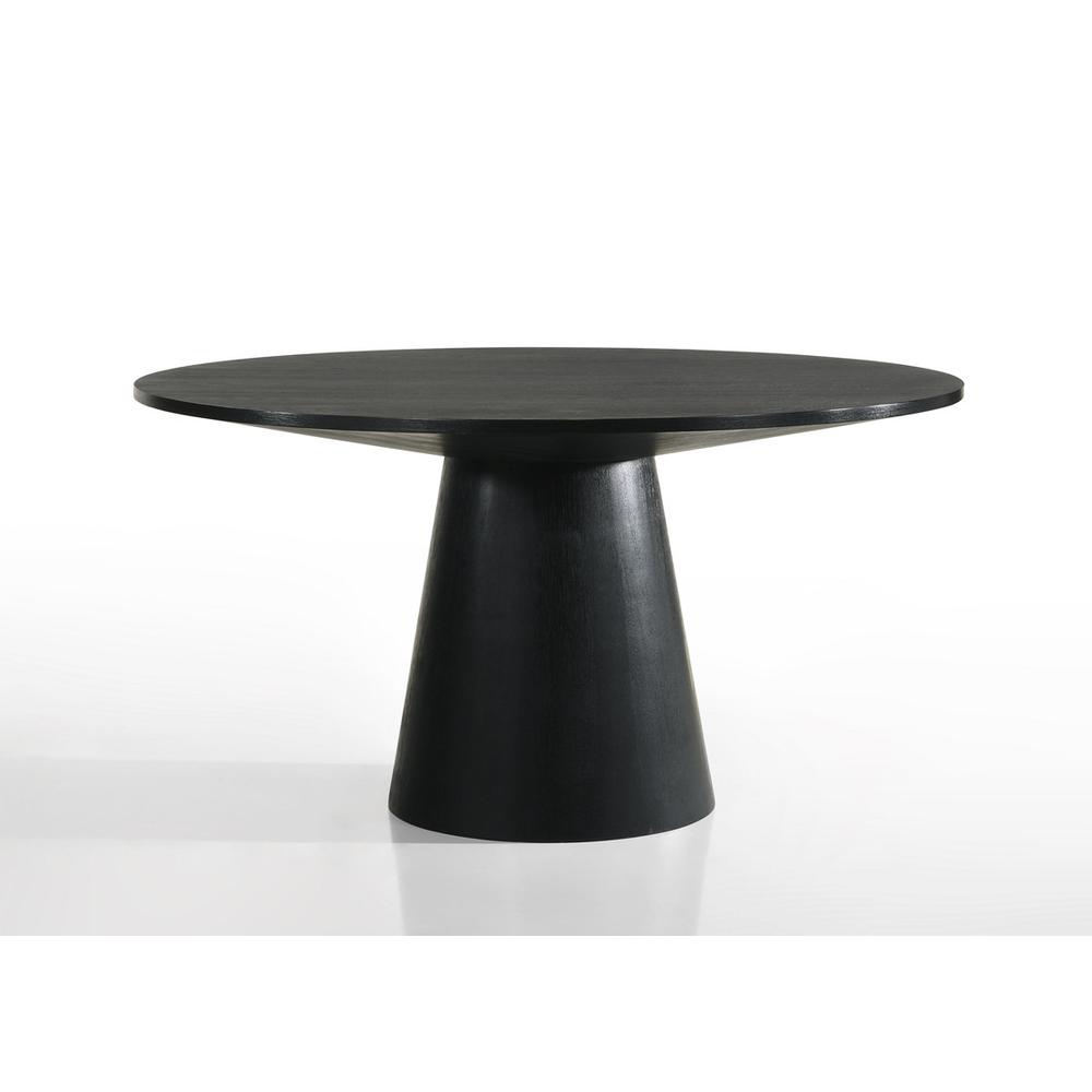 Elegant Contemporary Round Dining Table in Ebony Black Finish