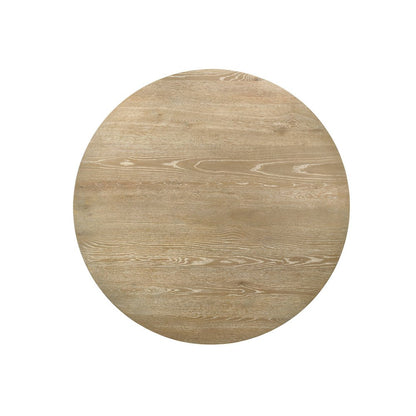 59" Round Rustic Oak Dining Table with LED Light, Black Metal Frame, Shelves