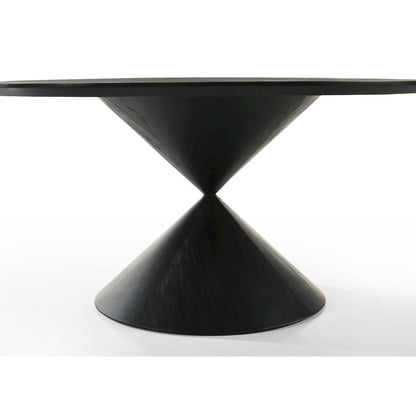 Haven 59" Round Ebony Black Pedestal Dining Table with Hourglass Base