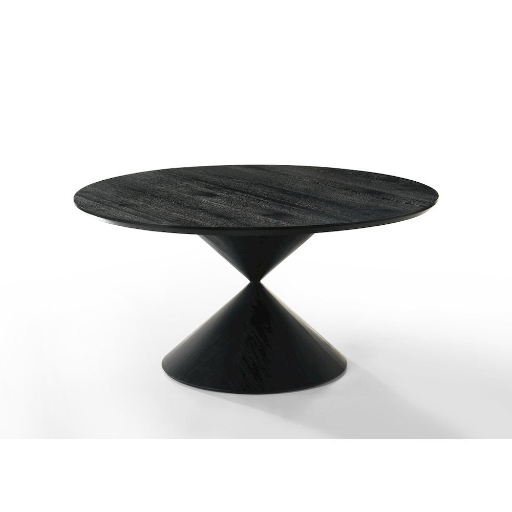 Haven 59" Round Ebony Black Pedestal Dining Table with Hourglass Base