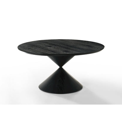 Haven 59" Round Ebony Black Pedestal Dining Table with Hourglass Base