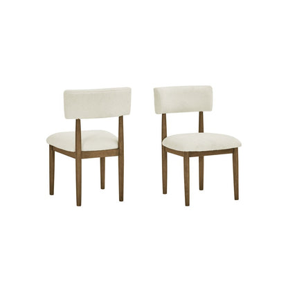 Darla Set of 2 Walnut Oak Dining Side Chairs with Beige Sherpa Fabric
