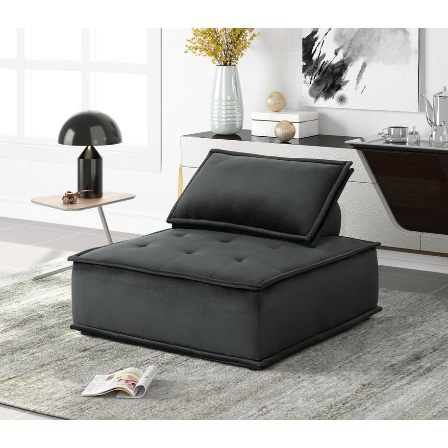 Anna Black Velvet Set of 2 Armless Lounge Chair