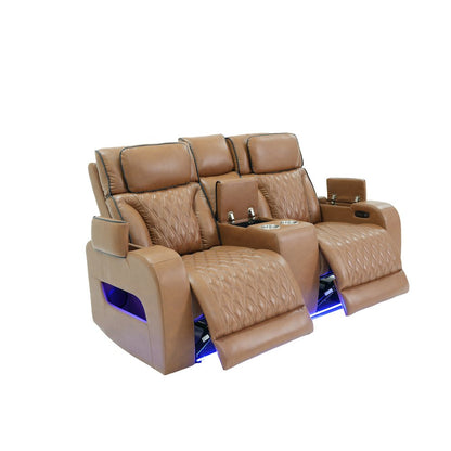 Light Brown Leather Aire Transformer Power Reclining Sofa & Loveseat, Set