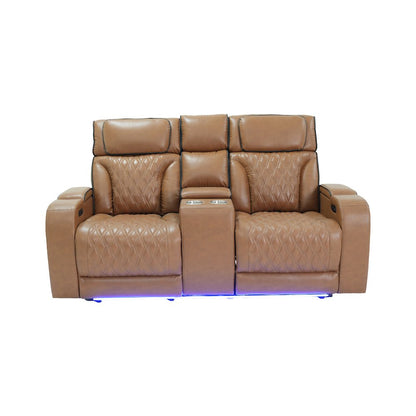 Light Brown Leather Aire Transformer Power Reclining Sofa & Loveseat, Set
