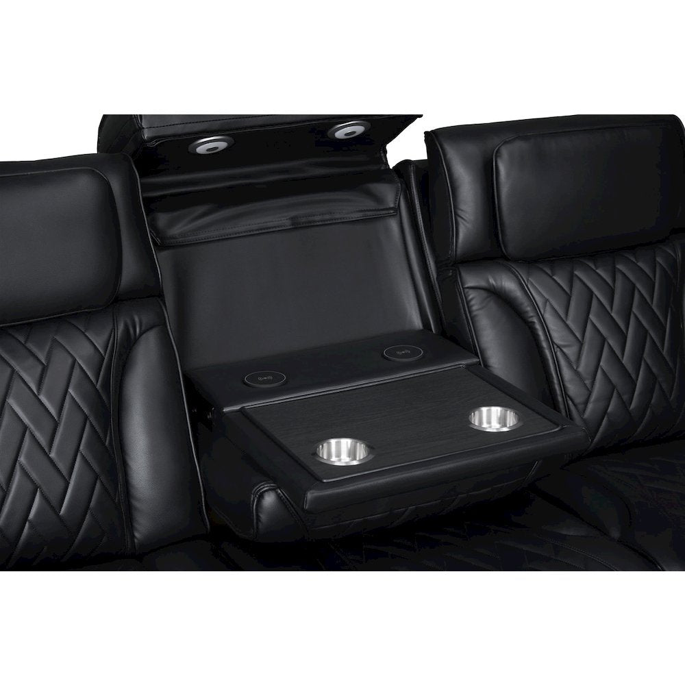 Black Leather Aire Transformer Power Reclining Sofa & Loveseat Living Room Set