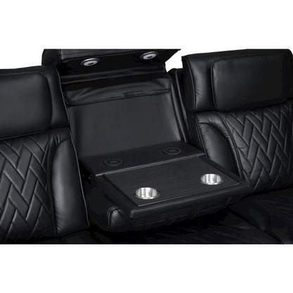 Black Leather Aire Transformer Power Reclining Sofa & Loveseat Living Room Set