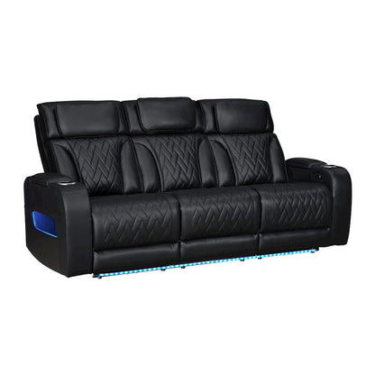Black Leather Aire Transformer Power Reclining Sofa & Loveseat Living Room Set