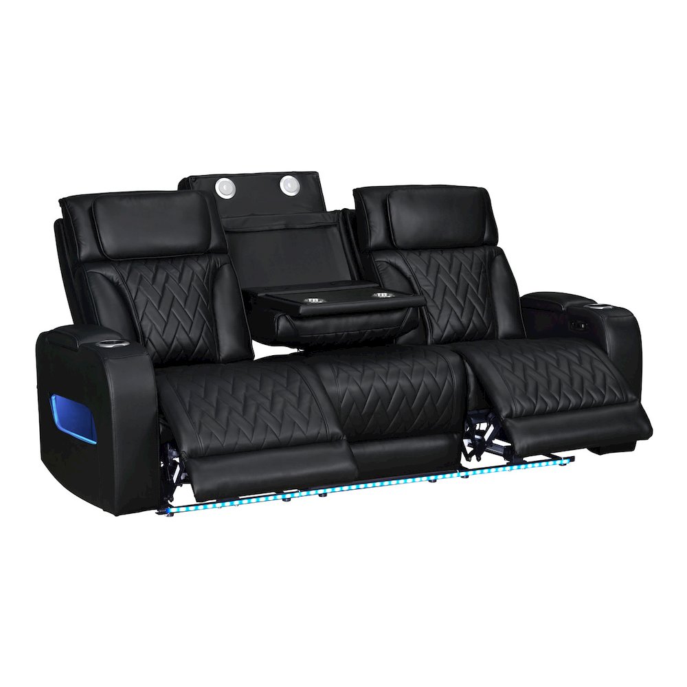 Black Leather Aire Transformer Power Reclining Sofa & Loveseat Living Room Set
