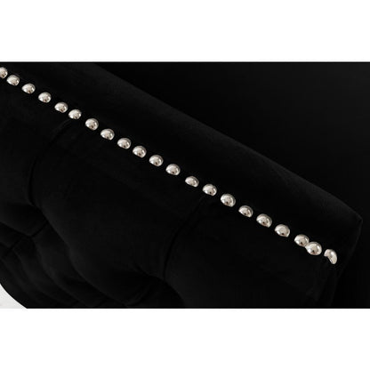 Bayberry Black Velvet Sofa with 3 Pillows