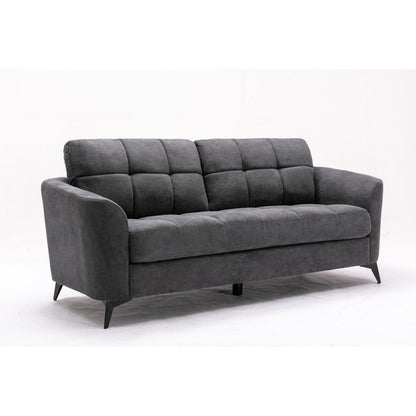 Callie Gray Velvet Fabric Sofa Loveseat Living Room Set