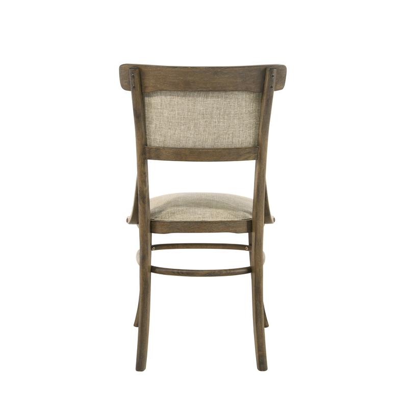 Bistro Vintage Walnut Dining Table with Extension Leaf and Off White Fabric Dining Chairs