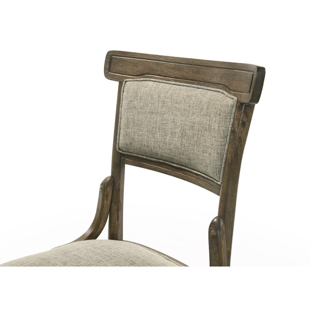 Bistro Vintage Walnut Dining Table with Extension Leaf and Off White Fabric Dining Chairs