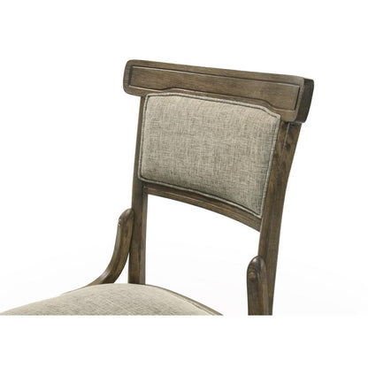 Bistro Vintage Walnut Dining Table with Extension Leaf and Off White Fabric Dining Chairs