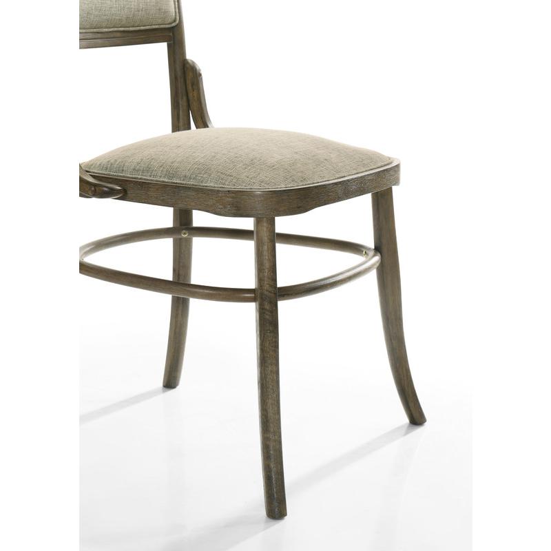 Bistro Vintage Walnut Dining Table with Extension Leaf and Off White Fabric Dining Chairs