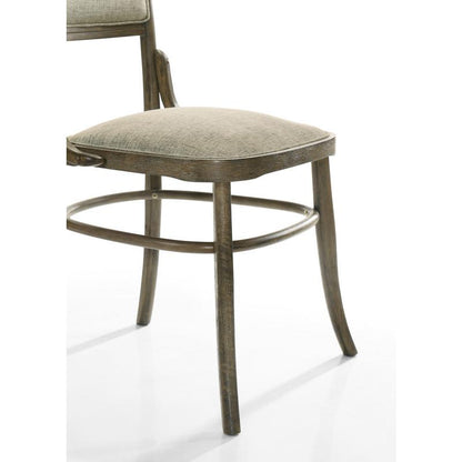 Bistro Vintage Walnut Dining Table with Extension Leaf and Off White Fabric Dining Chairs