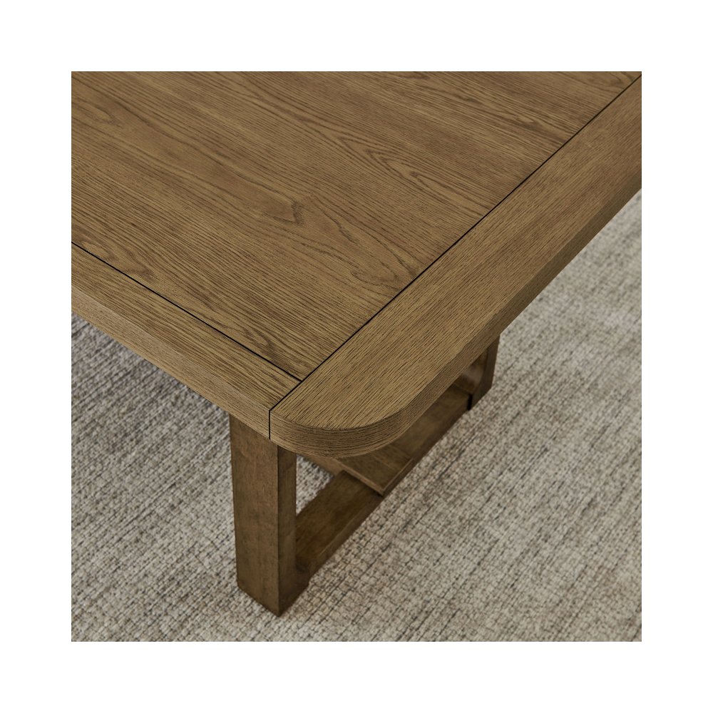 5Pc 72" Rectangular Walnut Oak Finish Sled Dining Set with Sherpa Fabric Chairs