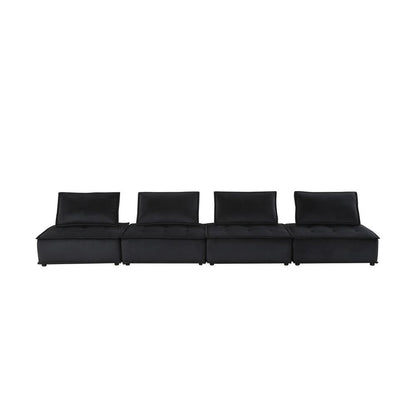 Anna Black Velvet 4 Pc Sectional Sofa