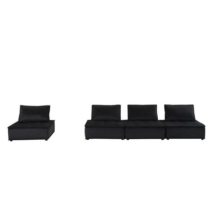 Anna Black Velvet 4 Pc Sectional Sofa