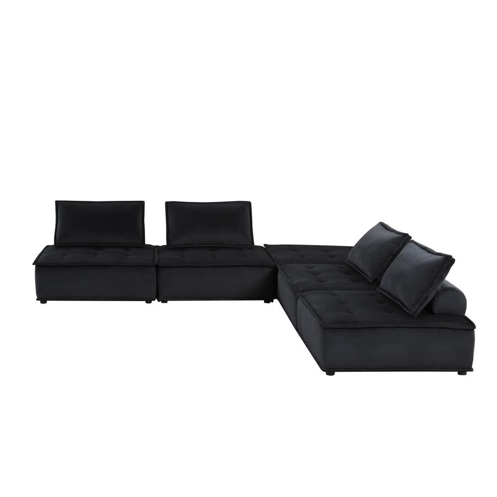 Anna Black Velvet 5 Pc Sofa and Loveseat