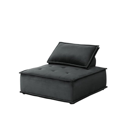Anna Black Velvet 3 Pc Sectional Sofa Ottoman