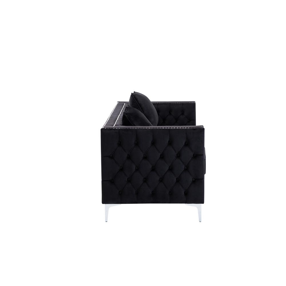LILOLA Lorreto Black Velvet Sofa