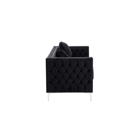 LILOLA Lorreto Black Velvet Sofa