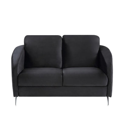 Sofia Black Velvet Modern Chic Loveseat Couch