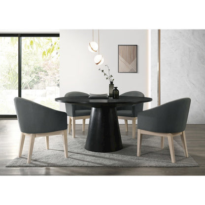 Jasper Ebony Black 5 Piece 59"W Round Dining Table Set with Gray Chairs