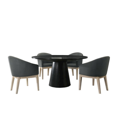 Jasper Ebony Black 5 Piece 59"W Round Dining Table Set with Gray Chairs