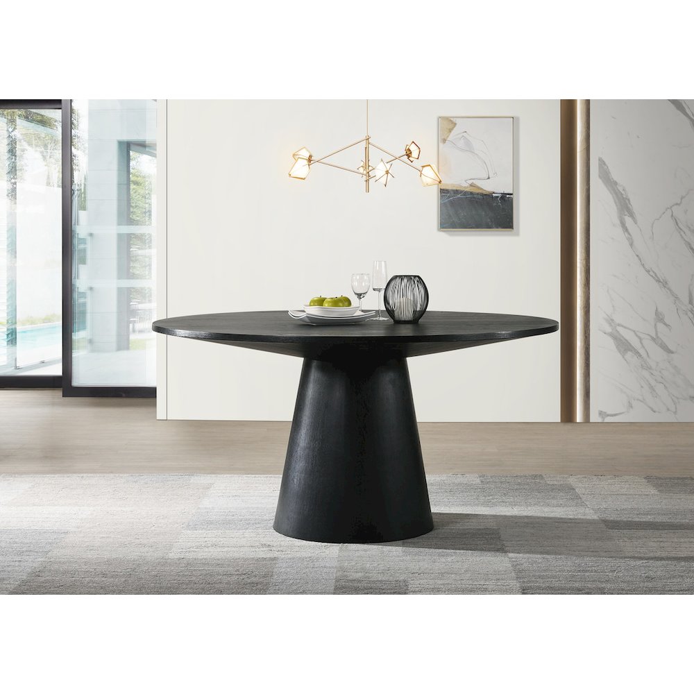 Jasper Ebony Black 5 Piece 59"W Round Dining Table Set with Gray Chairs