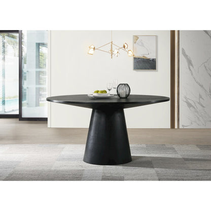 Jasper Ebony Black 5 Piece 59"W Round Dining Table Set with Gray Chairs