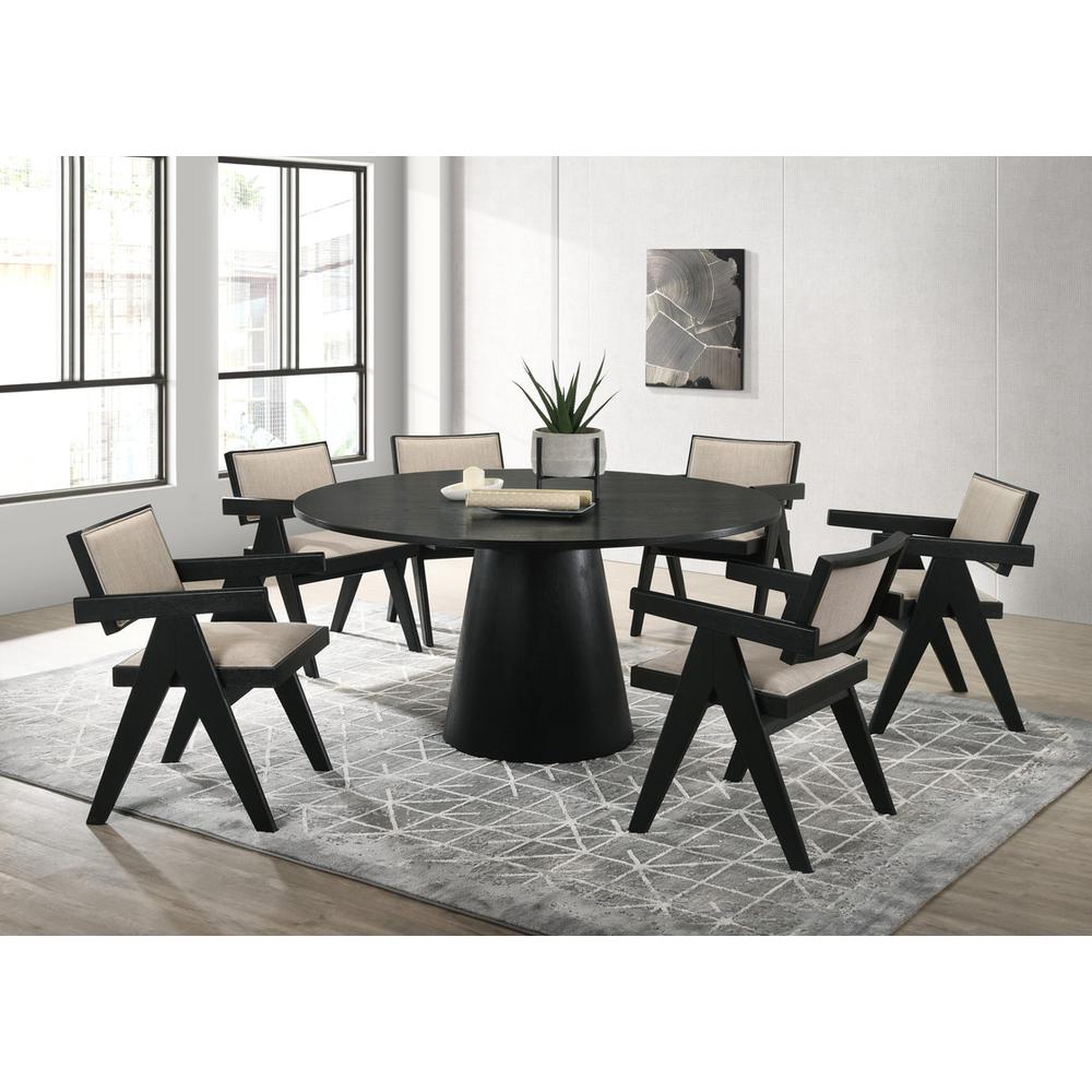 Jasper 7-Piece Ebony Black 59"W Round Dining Set