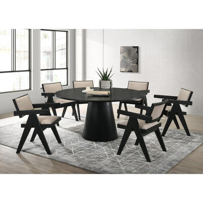 Jasper 7-Piece Ebony Black 59"W Round Dining Set