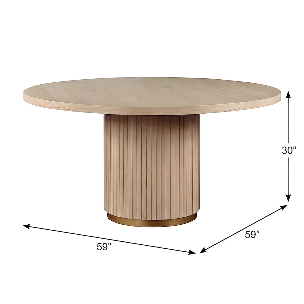 Oak Veneer Square Dining Table with Rubberwood Pedestal and Iron Ring
