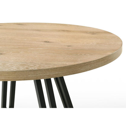 Tate Oak Finish 47" Round Dining Table with Metal Base