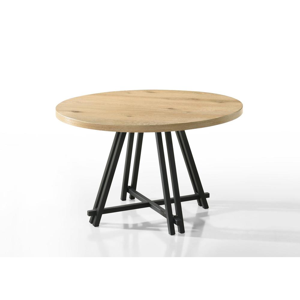 Tate Oak Finish 47" Round Dining Table with Metal Base
