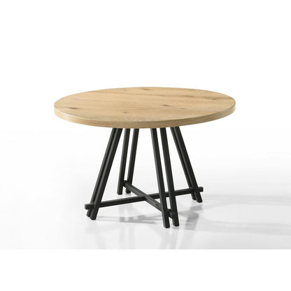 Tate Oak Finish 47" Round Dining Table with Metal Base