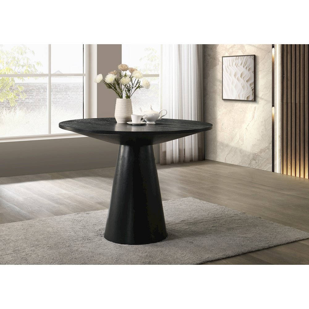 Jasper 47" Round Ebony Black Counter Height Table with Pedestal Base