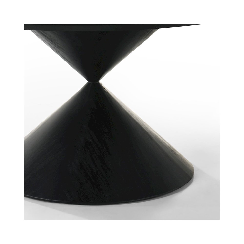 Haven 59" Round Ebony Black Pedestal Dining Table with Hourglass Base