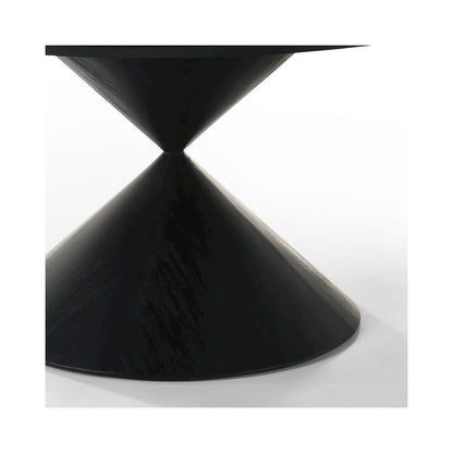 Haven 59" Round Ebony Black Pedestal Dining Table with Hourglass Base