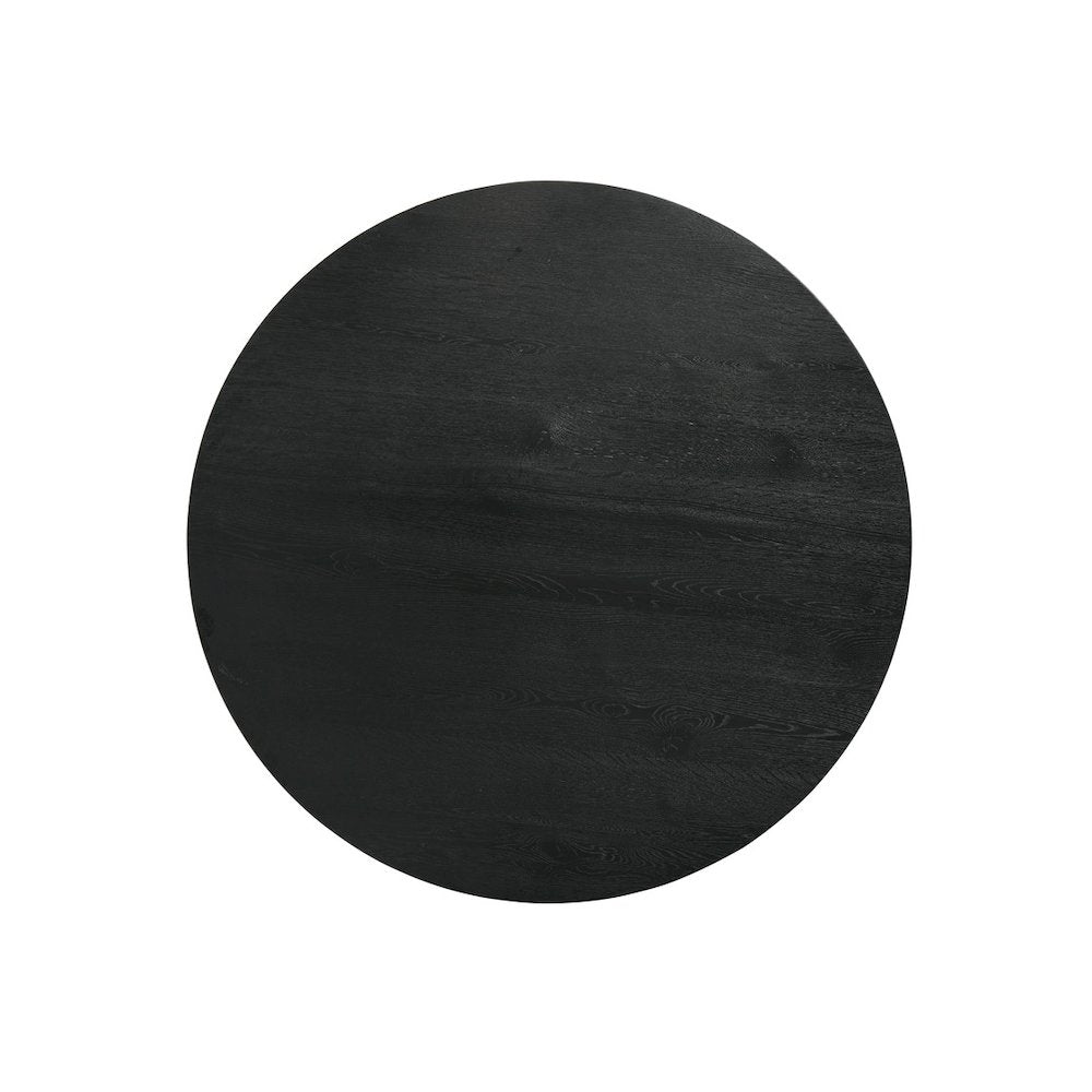 7Pc 59" Round Ebony Black Pedestal Dining Set with Table Base Barrel Chairs