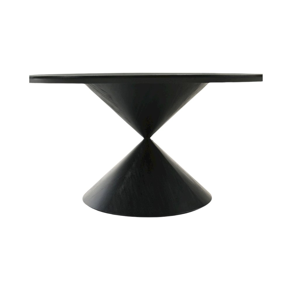 Round Dining Table, Ebony Black, Hourglass Base