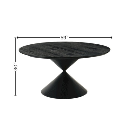 Round Dining Table, Ebony Black, Hourglass Base