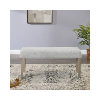 Tabitha Light Oak Finish Dining Bench with Light Gray Fabric