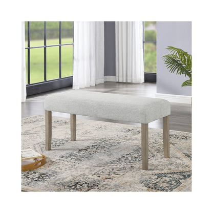 Tabitha Light Oak Finish Dining Bench with Light Gray Fabric