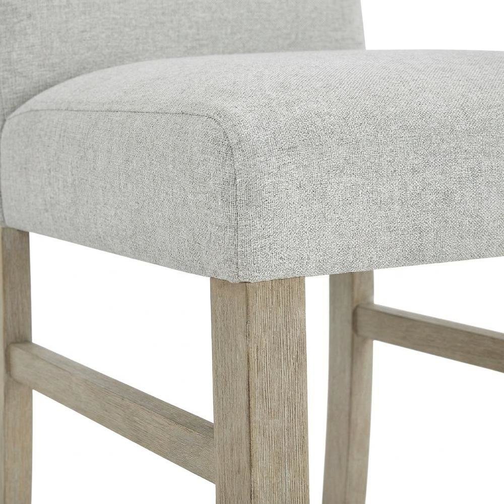 Set of 2 Light Oak Dining Chairs with Gray Fabric Upholstery, Transitional Style