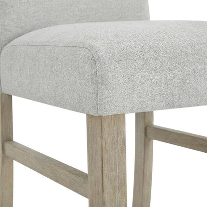 Set of 2 Light Oak Dining Chairs with Gray Fabric Upholstery, Transitional Style