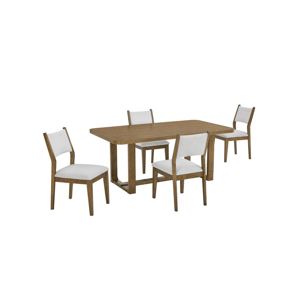 Darla 5Pc 72" Rectangular Walnut Oak Finish Sled Dining Set